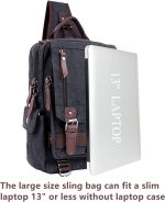 Leaper Canvas Messenger Bag Sling Bag Cross Body Bag Shoulder Bag Black, L - Image 5